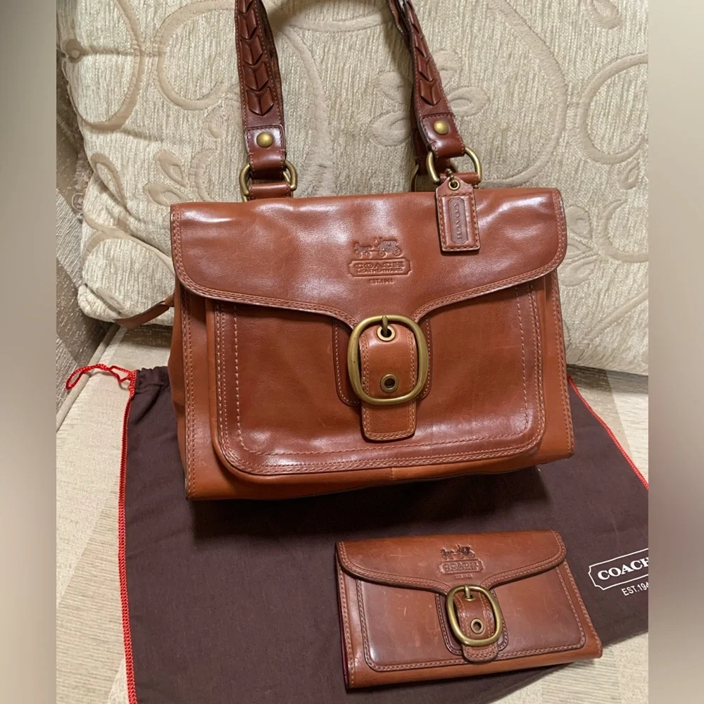 Coach Large Bleecker Burnished Leather British Tan Shoulder Bag - Picture 16 of 16